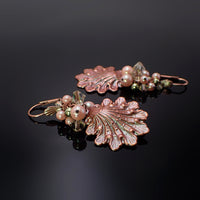 Shimmering Pink and Green Seashell Lever Back Earrings