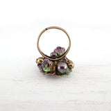  Iridescent Purple and Green Flower Cluster Ring back view