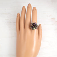  Iridescent Purple and Green Flower Cluster Ring mannequin view 2