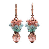 Peach and Mint Crystal Cluster Earrings