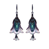 Dark Color Shifting Lucite Flower Earrings