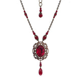 Dark Red and Bronze Crystal Victorian Style Necklace