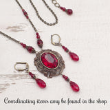 Dark Red and Bronze Crystal Victorian Style Necklace