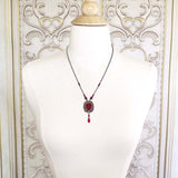 Dark Red and Bronze Crystal Victorian Style Necklace