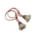 Rustic Green Flower Earrings