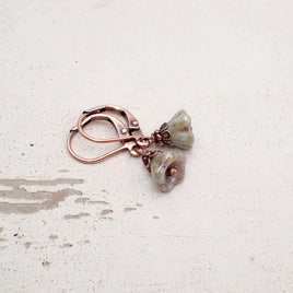 Rustic Green Flower Earrings