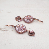 Czech Glass Earrings with Artisan Table-cut Flower Beads