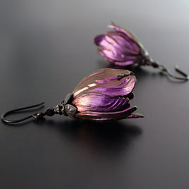 Iridescent Color Shifting Large Tulip Flower Earrings