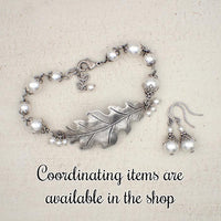White Crystal Pearl Earrings with Antiqued Silver Metal