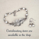 White Crystal Pearl Earrings with Antiqued Silver Metal